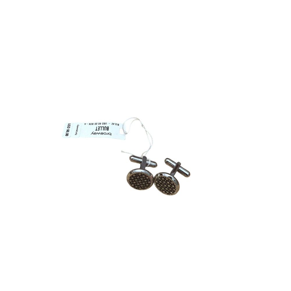 Brosway Bullet Stainless Steel‎ Geometric Lattice Round Cufflinks Silver